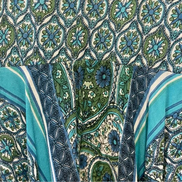 Nordstrom A-List Teal Green Blue Paisley Handkerchief Sleeveless Scoopneck Dress - Picture 5 of 10